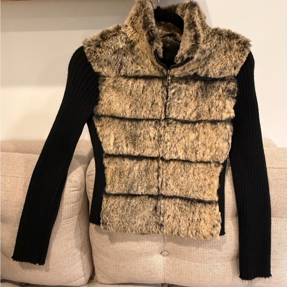 Faux Fur and Knit Women's Jacket
